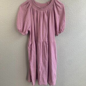 Universal Thread Women's Midi Dress Pink Size Large Puff Sleeves